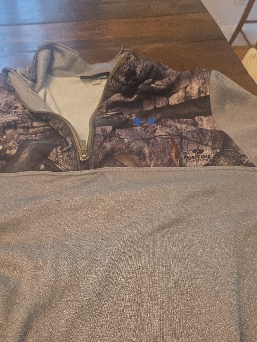 Under Armour Brown/Gray Camo Half-Zip Pullover with Blue Logo - Picture 2 of 4